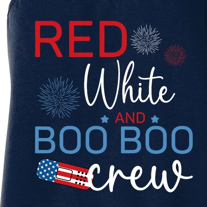 Red White And Boo Boo Crew 4th Of July Nurse Nursing Women's Racerback Tank