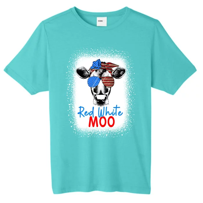 Red White And Moo Cow 4th Of July Usa Flag Farmer Patriotic Cute Gift ChromaSoft Performance T-Shirt