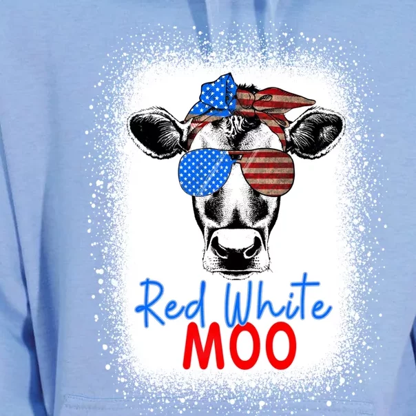 Red White And Moo Cow 4th Of July Usa Flag Farmer Patriotic Cute Gift Unisex Surf Hoodie