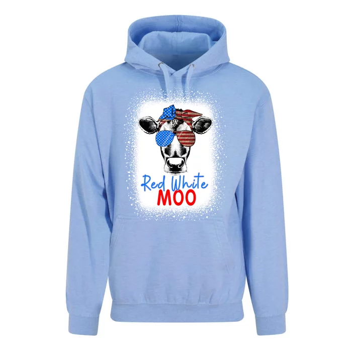 Red White And Moo Cow 4th Of July Usa Flag Farmer Patriotic Cute Gift Unisex Surf Hoodie