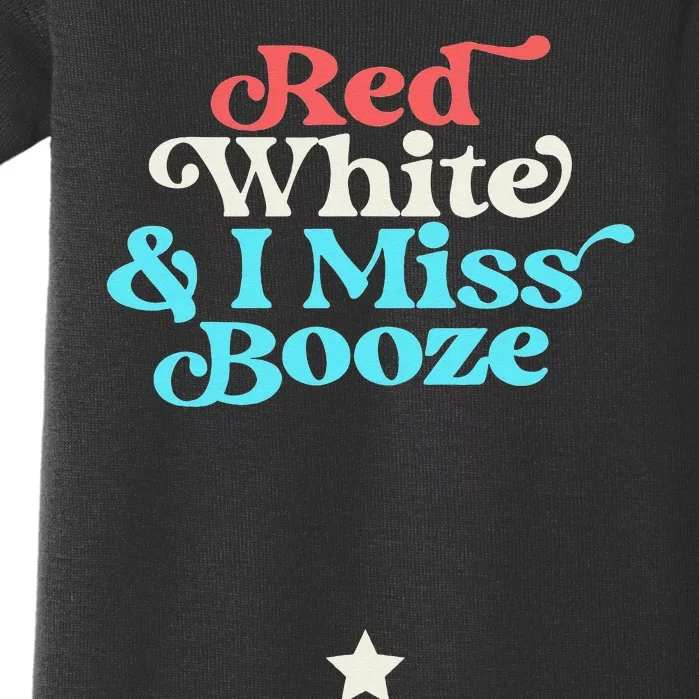 Red White and I Miss Booze Pregnant 4th of July Baby Bodysuit