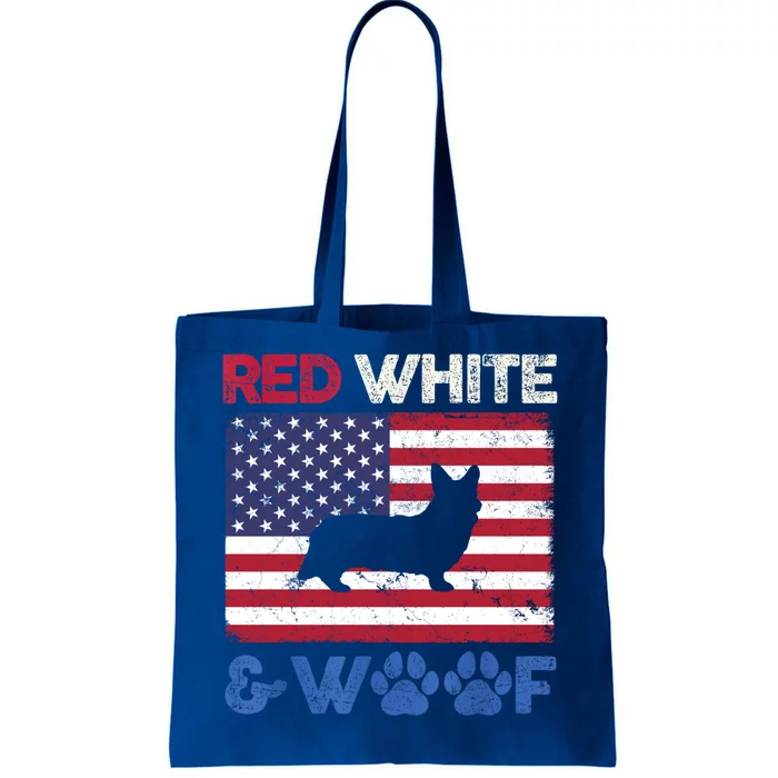 Red White And Woof Cardigan Welsh Corgi Dog Us Flag Meaningful Gift Tote Bag