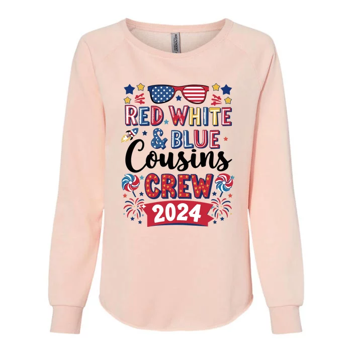 Red White And Blue Cousin Crew 2024 Womens California Wash Sweatshirt