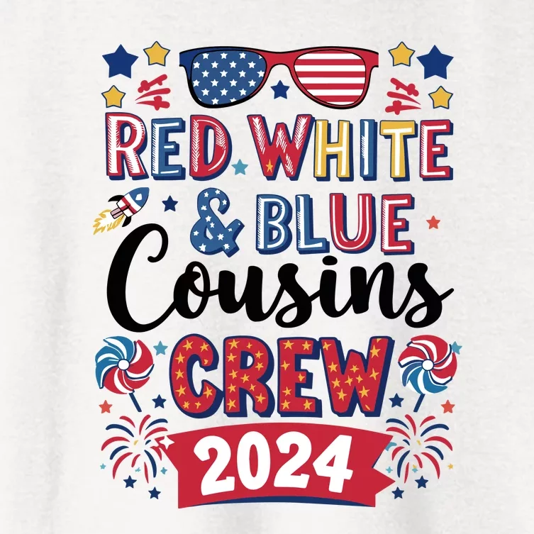 Red White And Blue Cousin Crew 2024 Women's Crop Top Tee