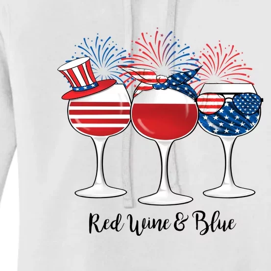 Red Wine And Blue Patriotic 4th Of July Gift Women's Pullover Hoodie