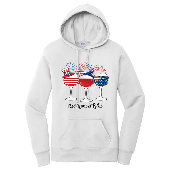 Red Wine And Blue Patriotic 4th Of July Gift Women's Pullover Hoodie