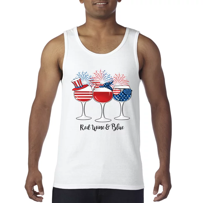 Red Wine And Blue Patriotic 4th Of July Gift Tank Top