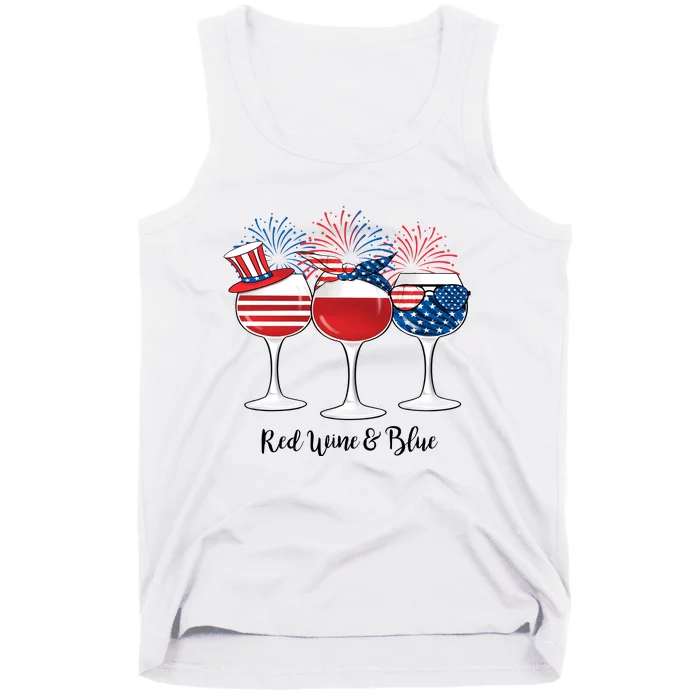 Red Wine And Blue Patriotic 4th Of July Gift Tank Top