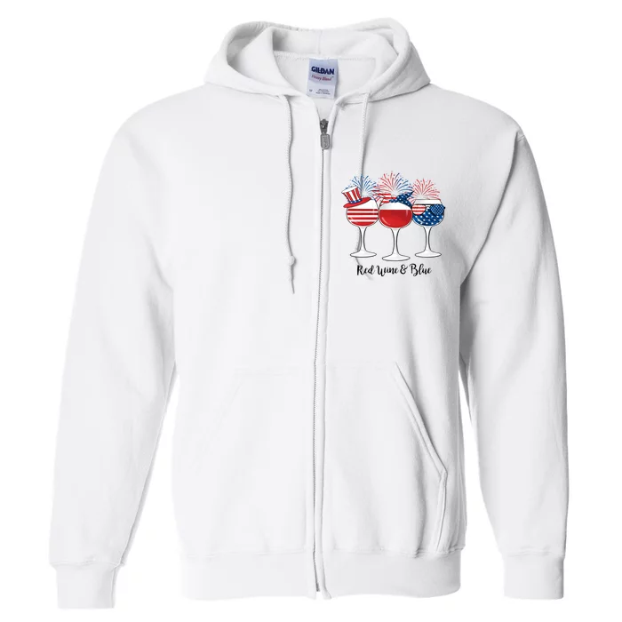 Red Wine And Blue Patriotic 4th Of July Gift Full Zip Hoodie