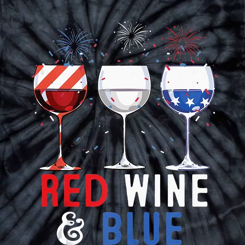 Red Wine And Blue Funny 4th Of July Wine Lover Tie-Dye T-Shirt