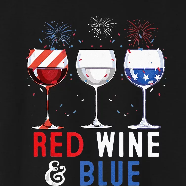 Red Wine And Blue Funny 4th Of July Wine Lover Women's Crop Top Tee