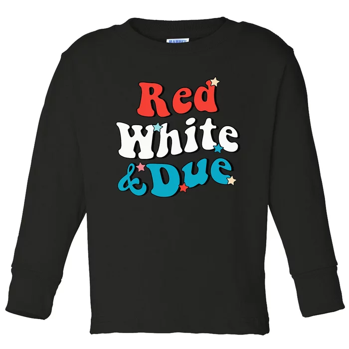 Red White And Due 4th Of July USA Baby Reveal American Toddler Long Sleeve Shirt