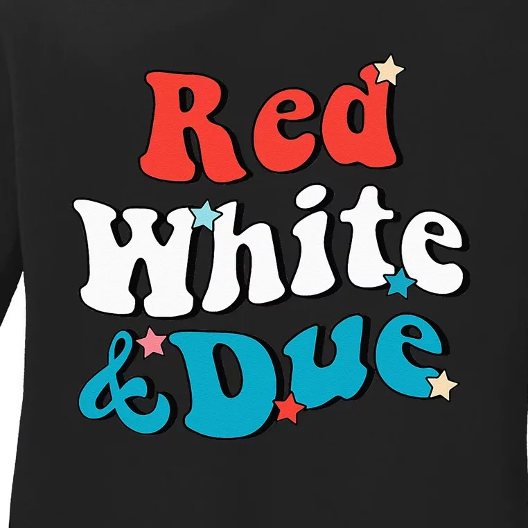 Red White And Due 4th Of July USA Baby Reveal American Ladies Long Sleeve Shirt