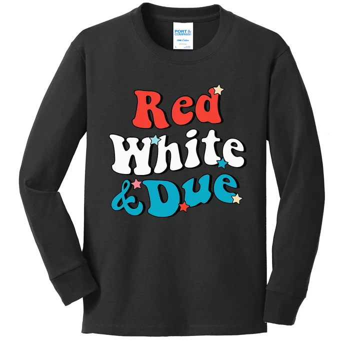 Red White And Due 4th Of July USA Baby Reveal American Kids Long Sleeve Shirt