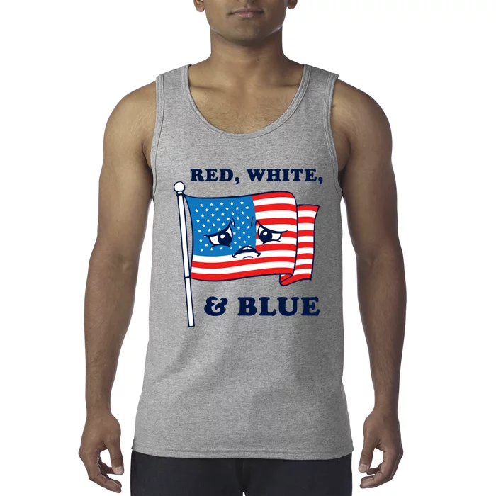 Red White And Blue Sad Fourth Of July Funny Gift Tank Top