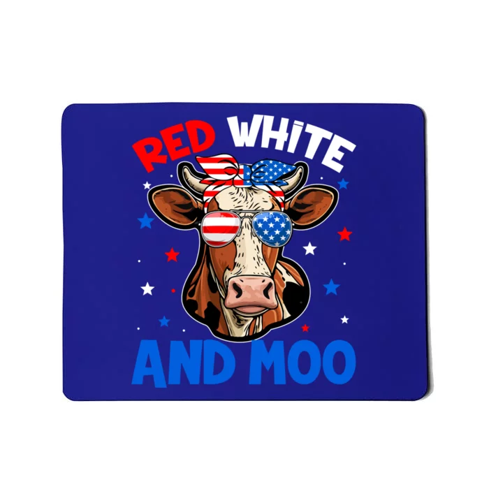 Red White And Moo Cow Funny Usa Flag 4th Of July Mom Mama Funny Gift Mousepad