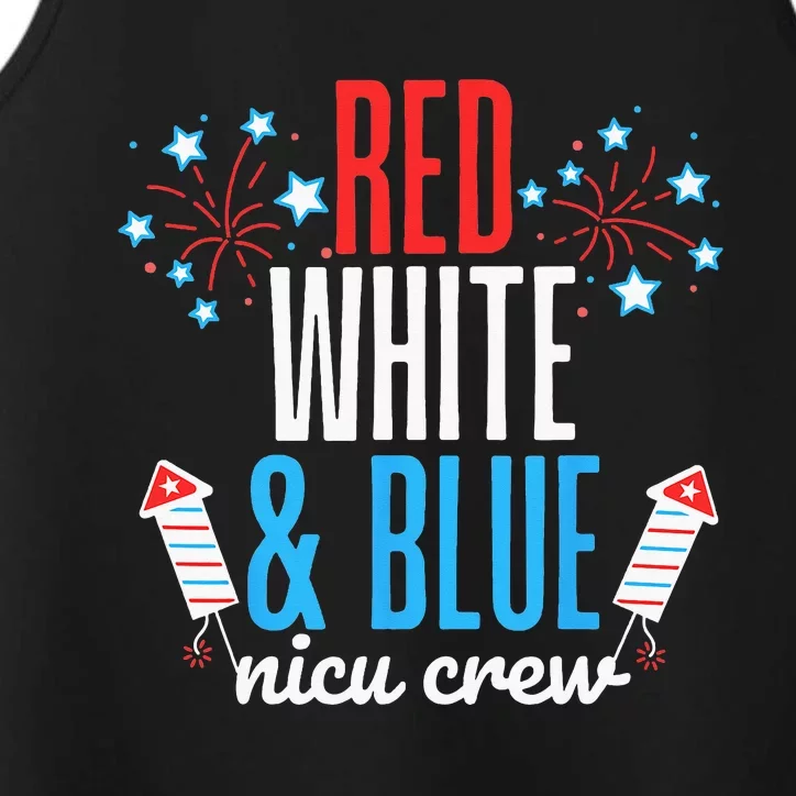 Red White And Blue Nicu Crew 4th Of July Neonatal Nurse Performance Tank