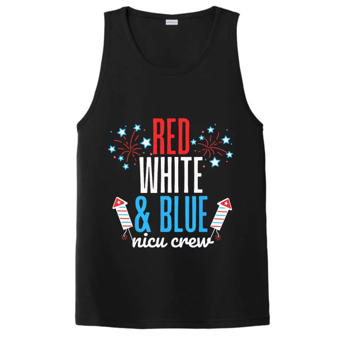 Red White And Blue Nicu Crew 4th Of July Neonatal Nurse Performance Tank