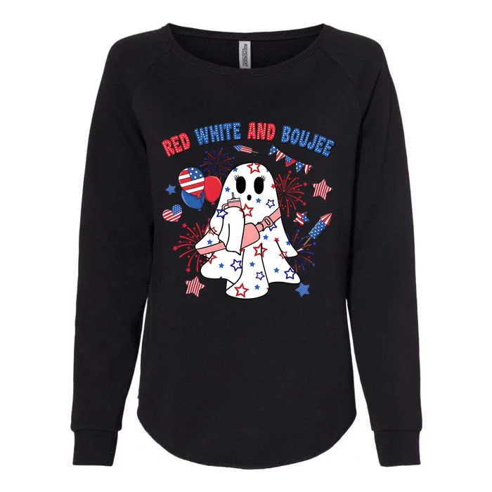 Red White And Funny Boojee American Ghost Womens California Wash Sweatshirt