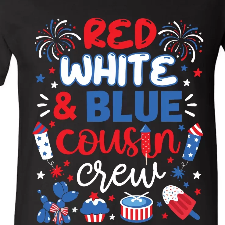 Red White And Blue Cousin Crew 2024 4th July Matching Family V-Neck T-Shirt