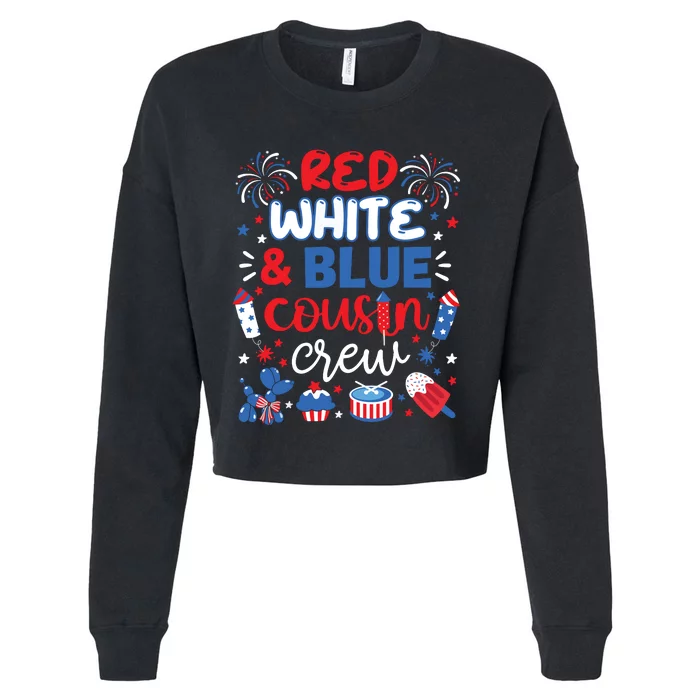 Red White And Blue Cousin Crew 2024 4th July Matching Family Cropped Pullover Crew