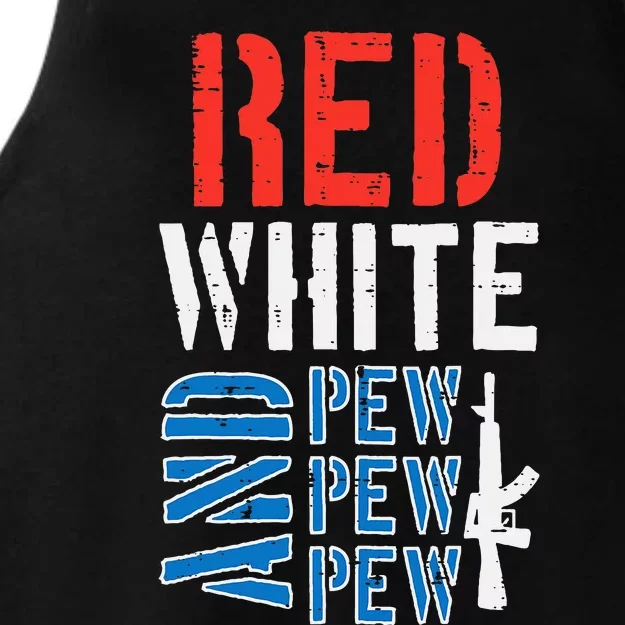 Red White And Pewpewpew Gun Ladies Tri-Blend Wicking Tank