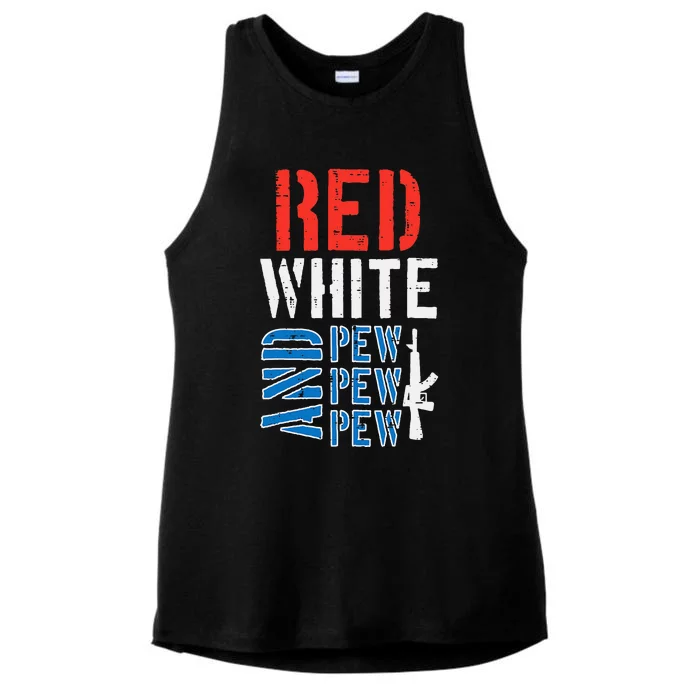 Red White And Pewpewpew Gun Ladies Tri-Blend Wicking Tank