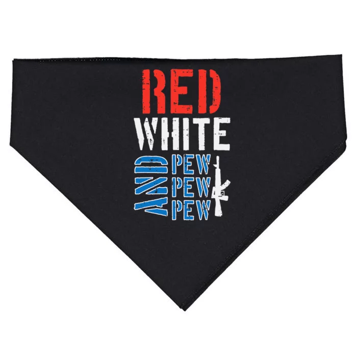 Red White And Pewpewpew Gun USA-Made Doggie Bandana