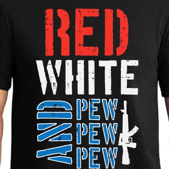 Red White And Pewpewpew Gun Pajama Set