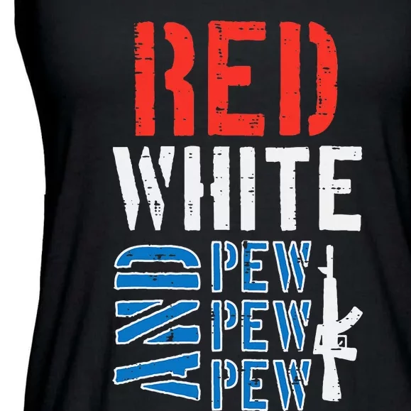 Red White And Pewpewpew Gun Ladies Essential Flowy Tank