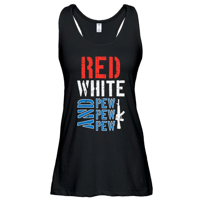 Red White And Pewpewpew Gun Ladies Essential Flowy Tank