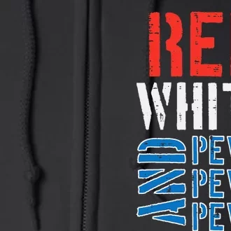 Red White And Pewpewpew Gun Full Zip Hoodie