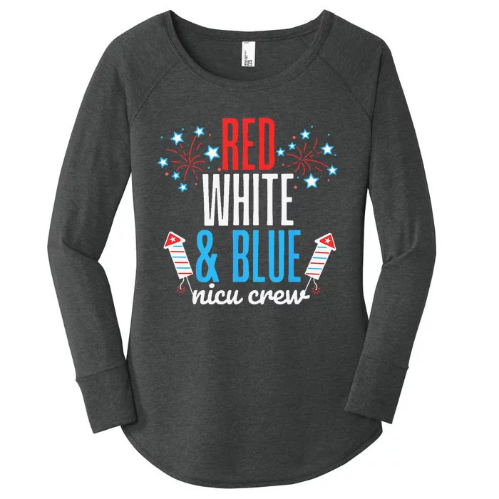 Red White and Blue nicu Crew 4th of July Neonatal Nurse Women's Perfect Tri Tunic Long Sleeve Shirt