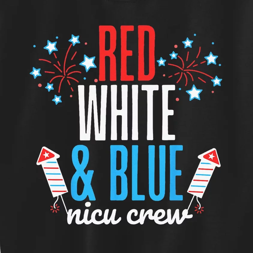 Red White and Blue nicu Crew 4th of July Neonatal Nurse Kids Sweatshirt