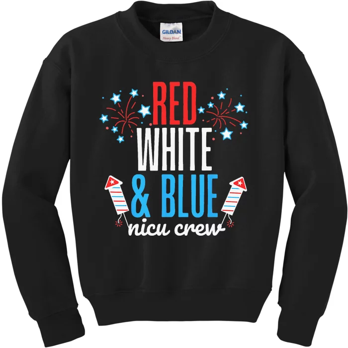 Red White and Blue nicu Crew 4th of July Neonatal Nurse Kids Sweatshirt