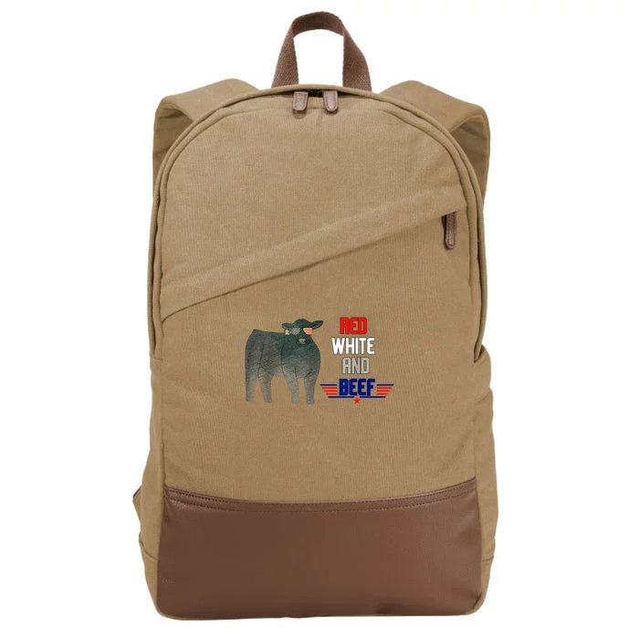 Red White And Beef Funny 4th Of July Independence Day Cotton Canvas Backpack