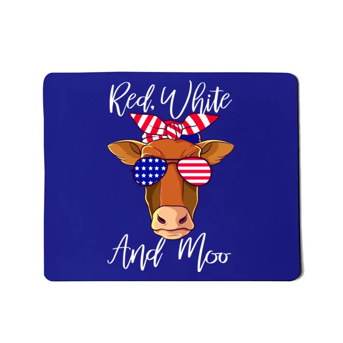 Red White And Moo Patriotic Cow Usa Flag Funny 4th Of July Gift Mousepad