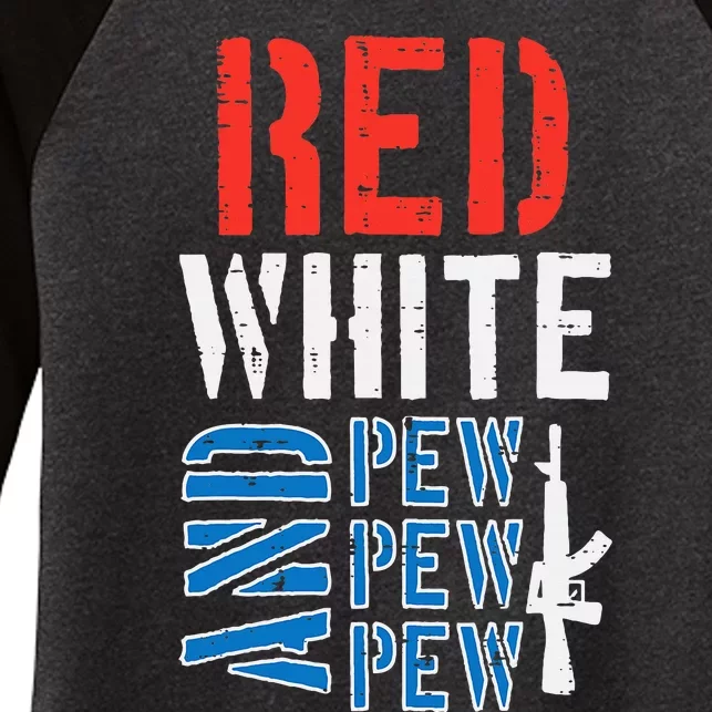 Red White And Pewpewpew Gun Women's Tri-Blend 3/4-Sleeve Raglan Shirt