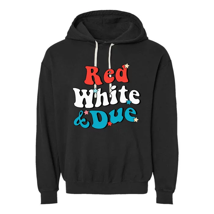 Red White And Due 4th Of July USA Baby Reveal American Garment-Dyed Fleece Hoodie