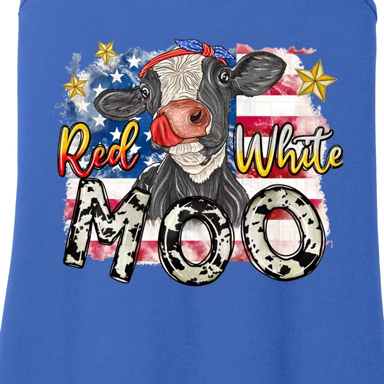 Red White And Moo Western 4th Of July Moorica Cow Patriotic Gift Ladies Essential Tank