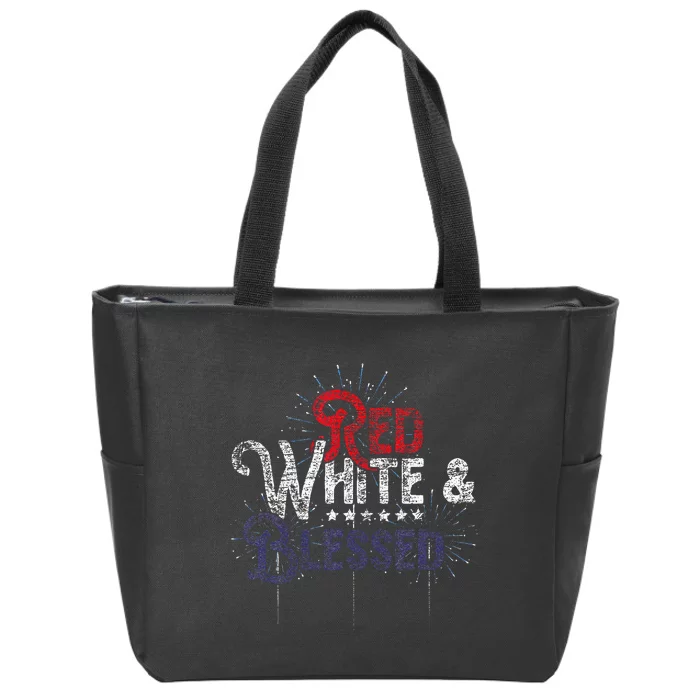 Red White And Blessed United States American 4th Of July Zip Tote Bag