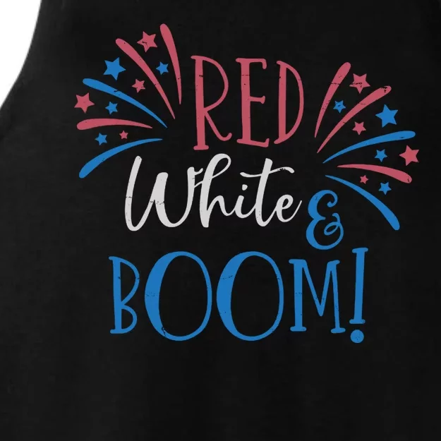 Red White And Boom 4th Of July Ladies Tri-Blend Wicking Tank