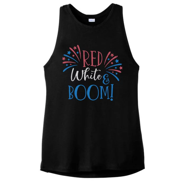 Red White And Boom 4th Of July Ladies Tri-Blend Wicking Tank