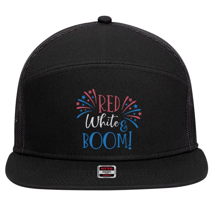 Red White And Boom 4th Of July 7 Panel Mesh Trucker Snapback Hat