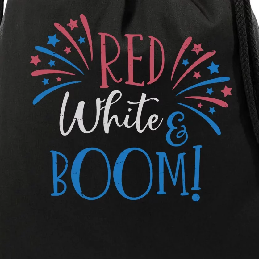 Red White And Boom 4th Of July Drawstring Bag