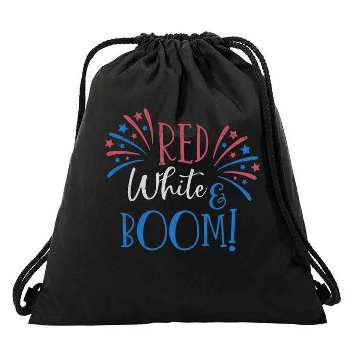 Red White And Boom 4th Of July Drawstring Bag