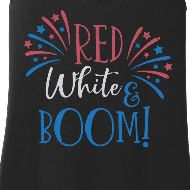 Red White And Boom 4th Of July Ladies Essential Tank