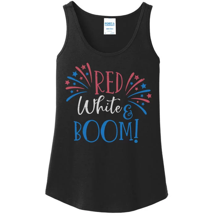 Red White And Boom 4th Of July Ladies Essential Tank