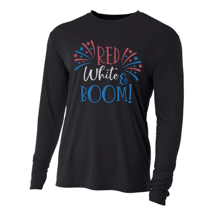 Red White And Boom 4th Of July Cooling Performance Long Sleeve Crew