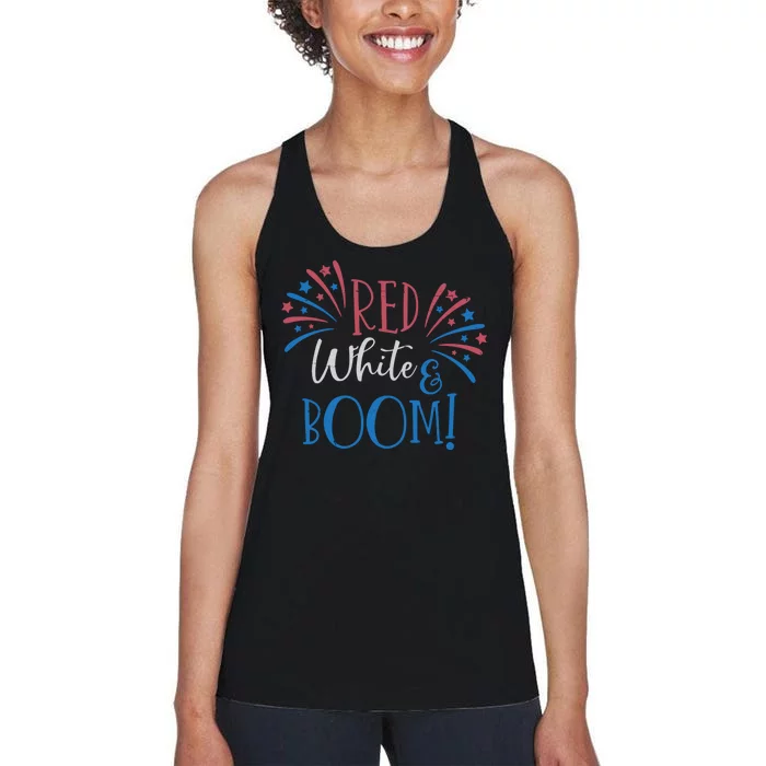 Red White And Boom 4th Of July Women's Racerback Tank